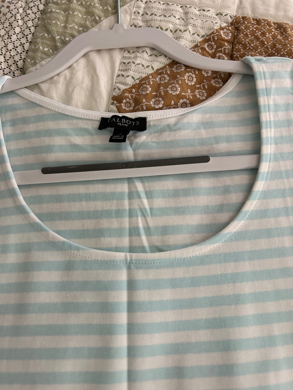 Talbots Aqua and White Striped Scoop Neck Tank - Picture 6 of 8
